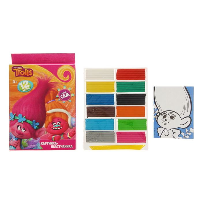 Пластилин 12 цветов &quot;Тролли&quot;, 240г, пластиковый стек