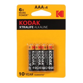 

Батарейка алкалиновая Kodak Xtralife, AAA, LR03-4BL, 1.5В, блистер, 4 шт.