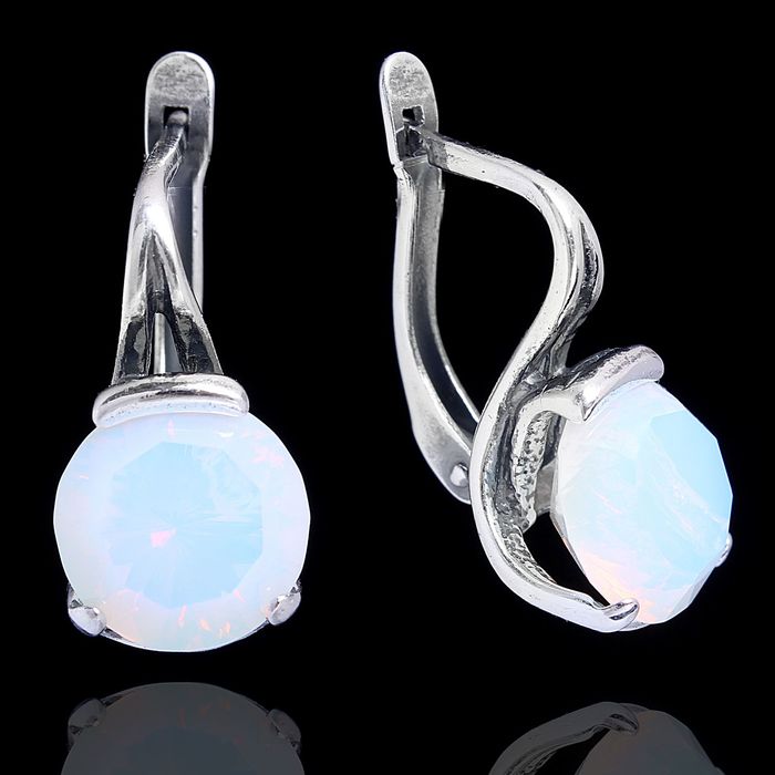 Серьги "Амелия", цвет белый, посеребрение с оксидированием