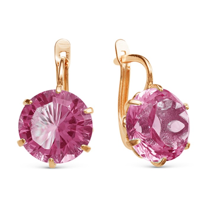 Серьги "Блеск граней", позолота, цвет розовый