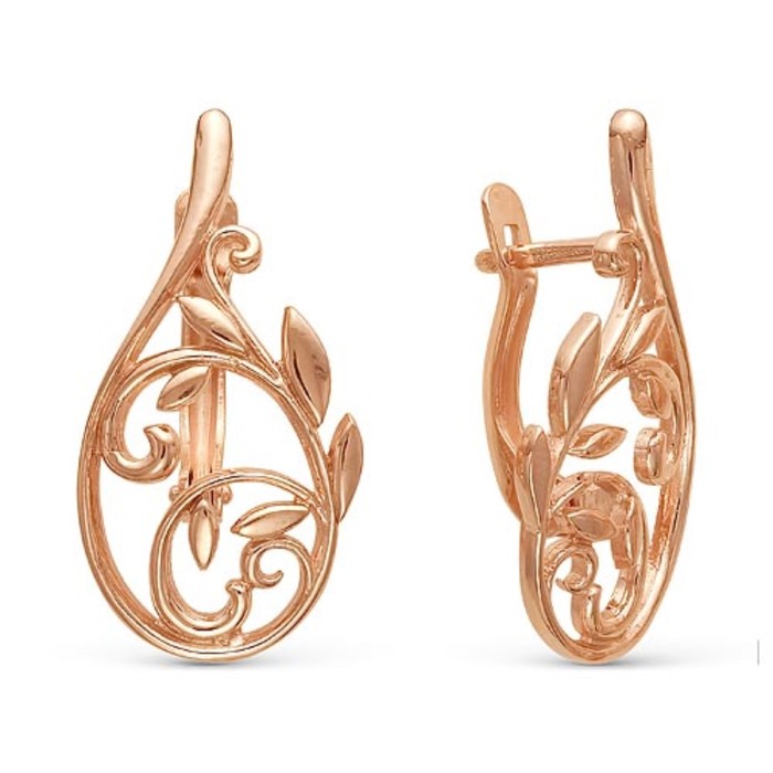 Серьги "Веточки витые", позолота