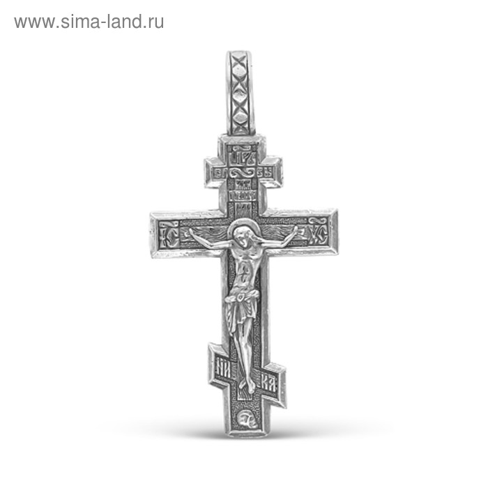 нательный крест с иконой с серебрением святая виктория ника освящен Крест нательный шестиконечный, посеребрение с оксидированием