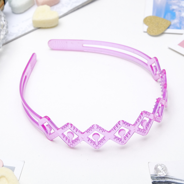 Ободок для волос "Изгиб" прозрачный, ромбы, микс