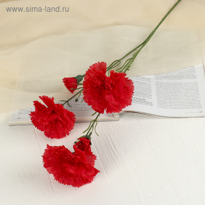 цена Цветы искусственные Гвоздички 8х67 см, красный