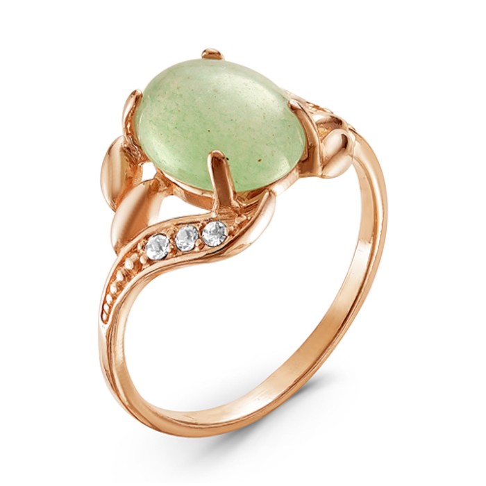 Кольцо "Нефрит", позолота, 17 размер