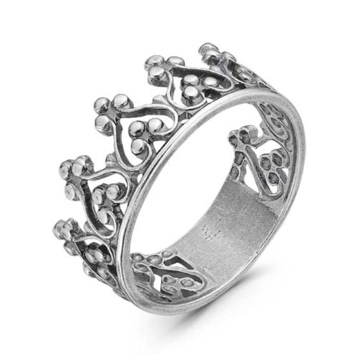 Кольцо "Корона", посеребрение с оксидированием, 17 размер