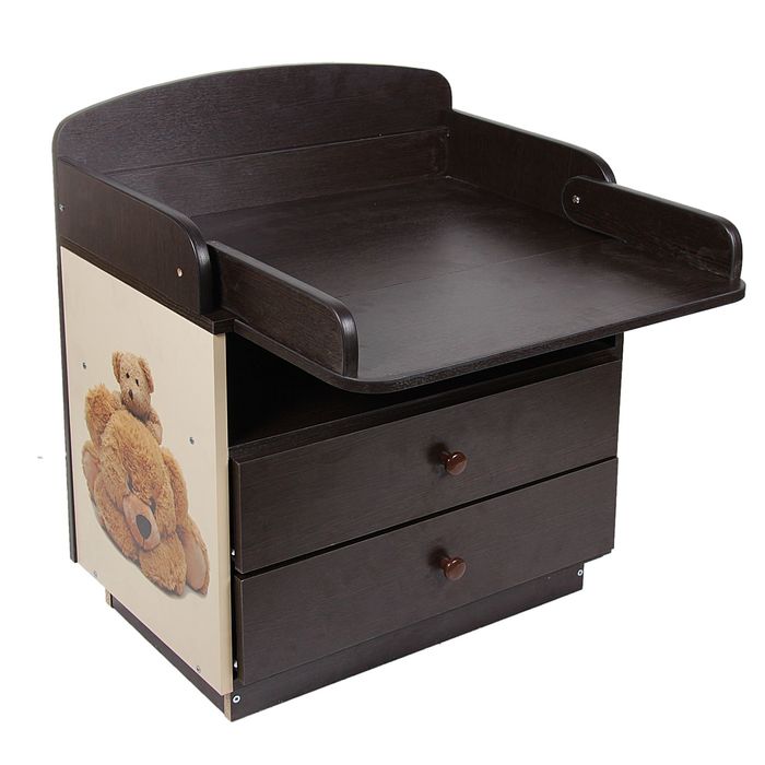 Детская кровать-трансформер «Мишки», с пеленальным столиком, цвет венге-ваниль