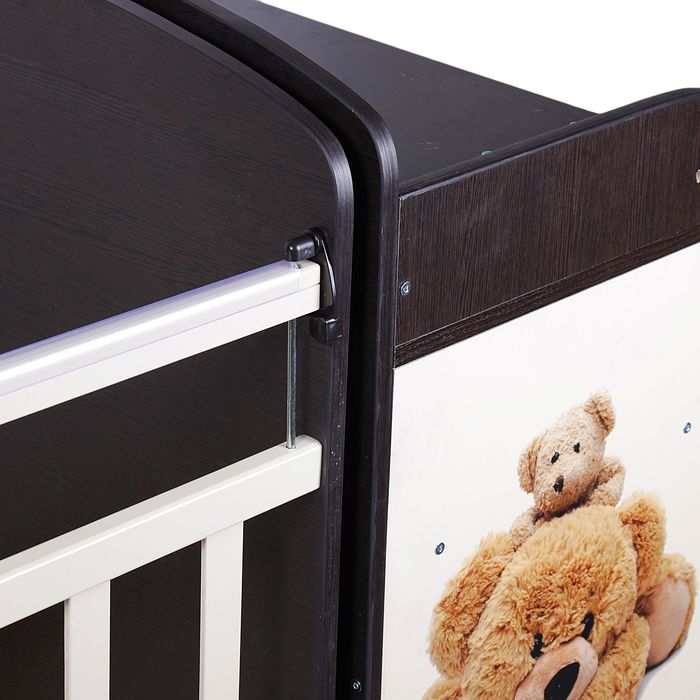 Детская кровать-трансформер «Мишки», с пеленальным столиком, цвет венге-ваниль