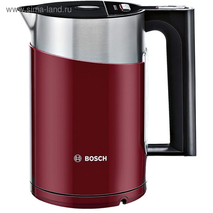 Чайник электрический Bosch TWK861P4RU, металл, 1.5 л, 2400 Вт, бордовый
