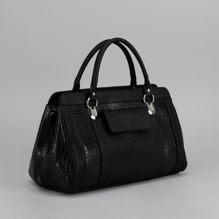 Сумка женская на молнии, 1 отдел, 2 наружных кармана, цвет чёрный