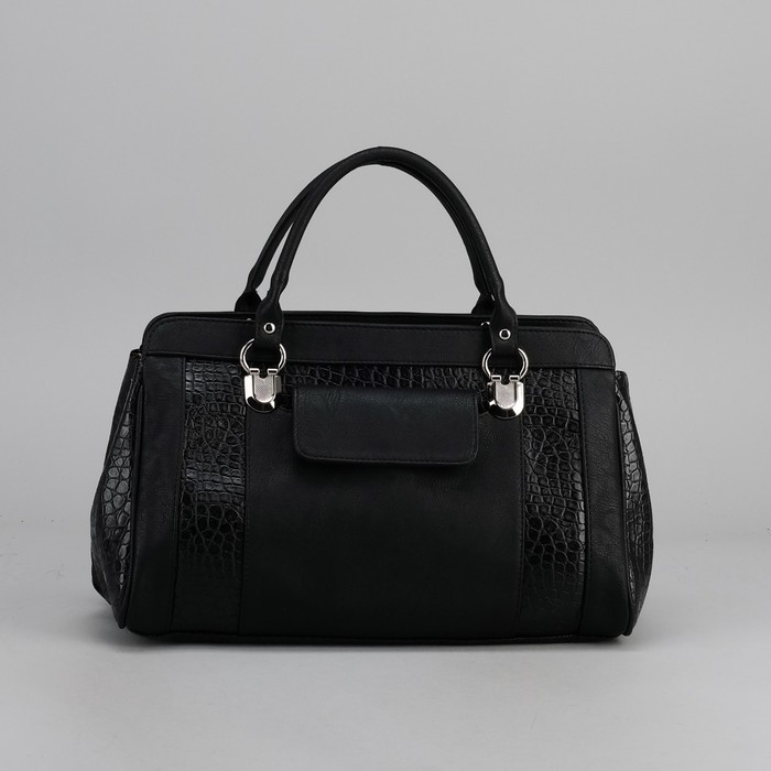 Сумка женская на молнии, 1 отдел, 2 наружных кармана, цвет чёрный