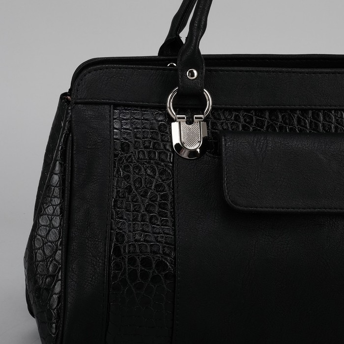 Сумка женская на молнии, 1 отдел, 2 наружных кармана, цвет чёрный