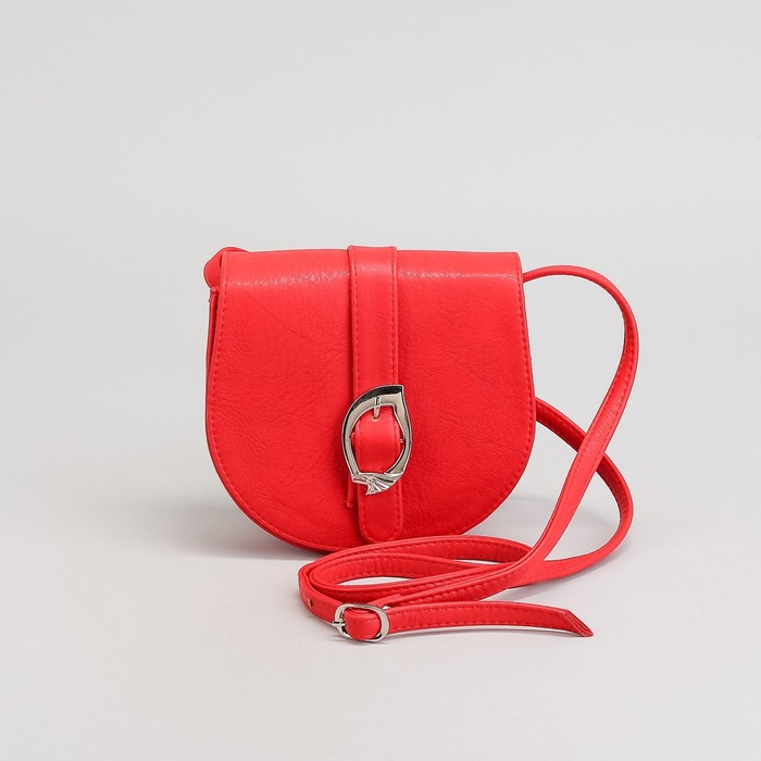 Сумка женская на магните, 1 отдел, длинный ремень, цвет красный