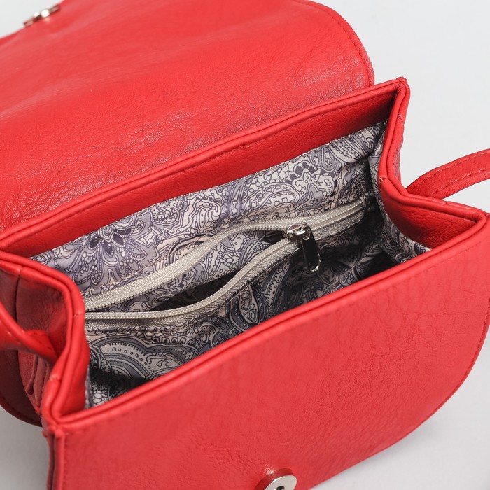 Сумка женская на магните, 1 отдел, длинный ремень, цвет красный