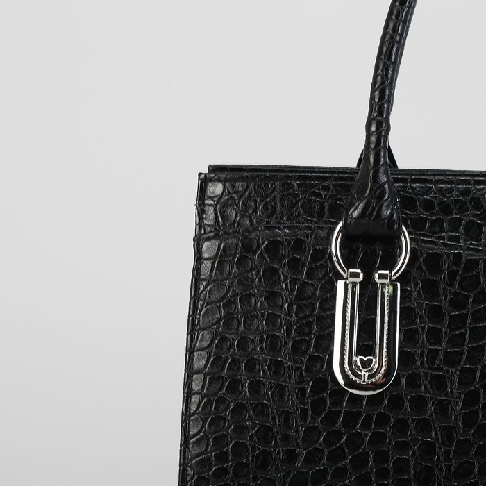 Сумка женская на молнии, 1 отдел с перегородкой, длинный ремень, цвет чёрный