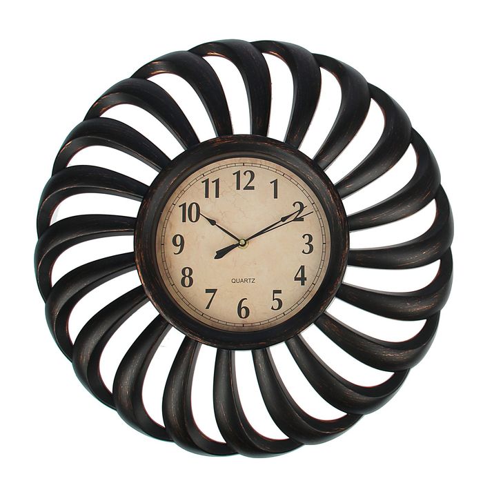 Часы настенные круглые "Серия Жанна. Изящество", d=51 см, циферблат ретро, рама-вентилятор тёмно-коричневая