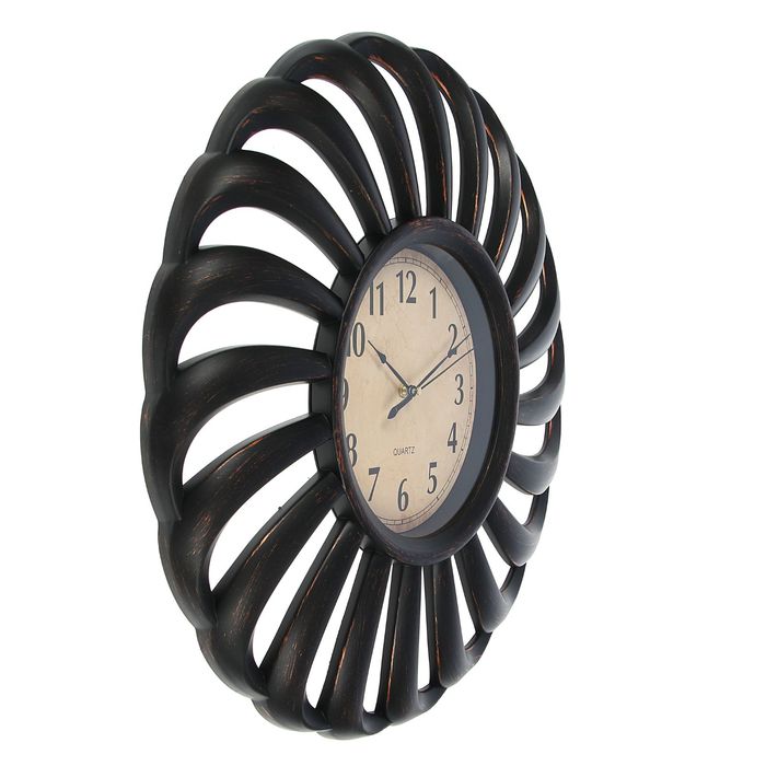 Часы настенные круглые "Серия Жанна. Изящество", d=51 см, циферблат ретро, рама-вентилятор тёмно-коричневая