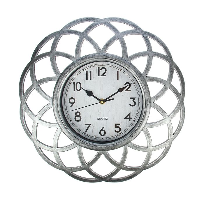 Часы настенные "Серия Жанна. Виражи", d=39 см, рама хром, циферблат ретро