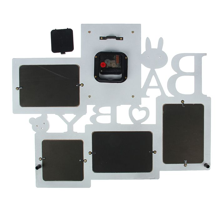 Часы настенные Baby, белые + 4 фоторамки: 11 × 16 см (3 шт.) и 11 × 11 см