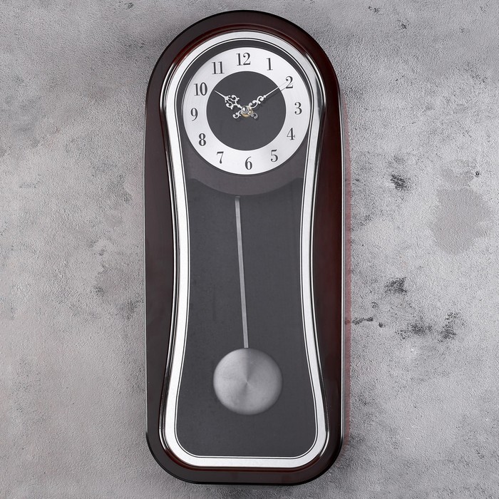 Часы настенные с маятником "Серия Элея. Прямоугольник фигурный", коричневые