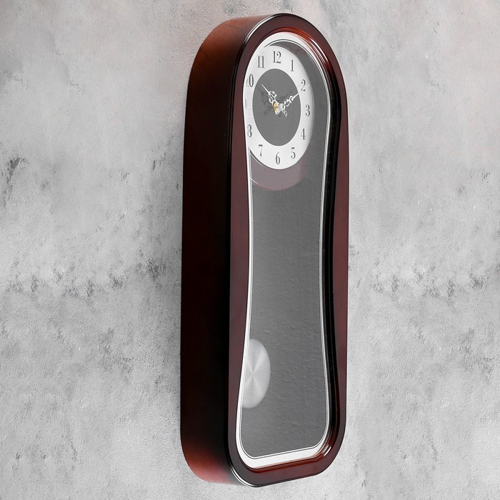 Часы настенные с маятником "Серия Элея. Прямоугольник фигурный", коричневые