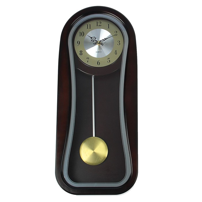 Часы настенные с маятником "Серия Элея. Прямоугольник фигурный", коричневые