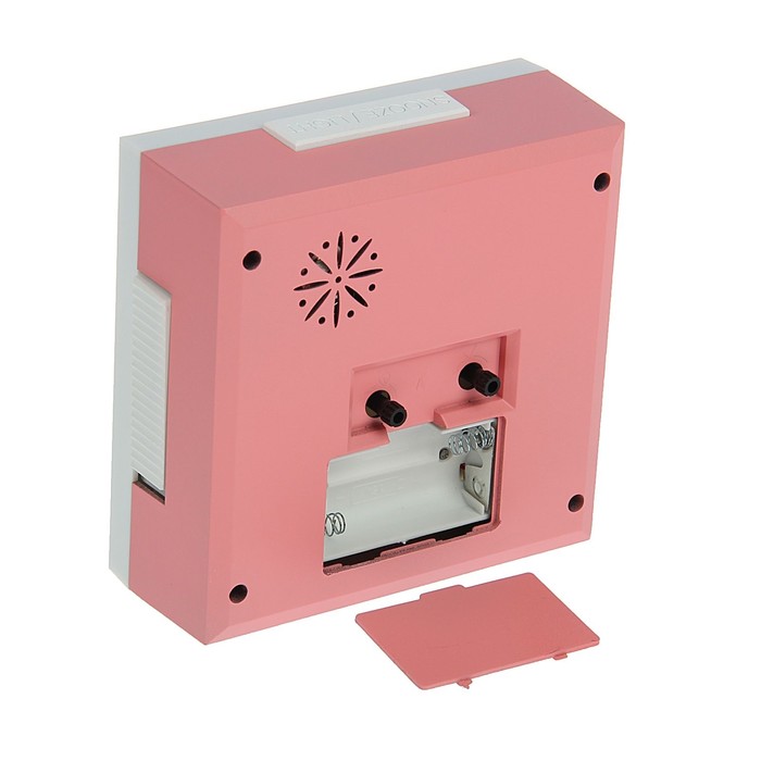 Будильник квадрат, крупные цифры 3,6,9,12,бел циферблат, подсветка, музыка, микс 13,5*13,5см