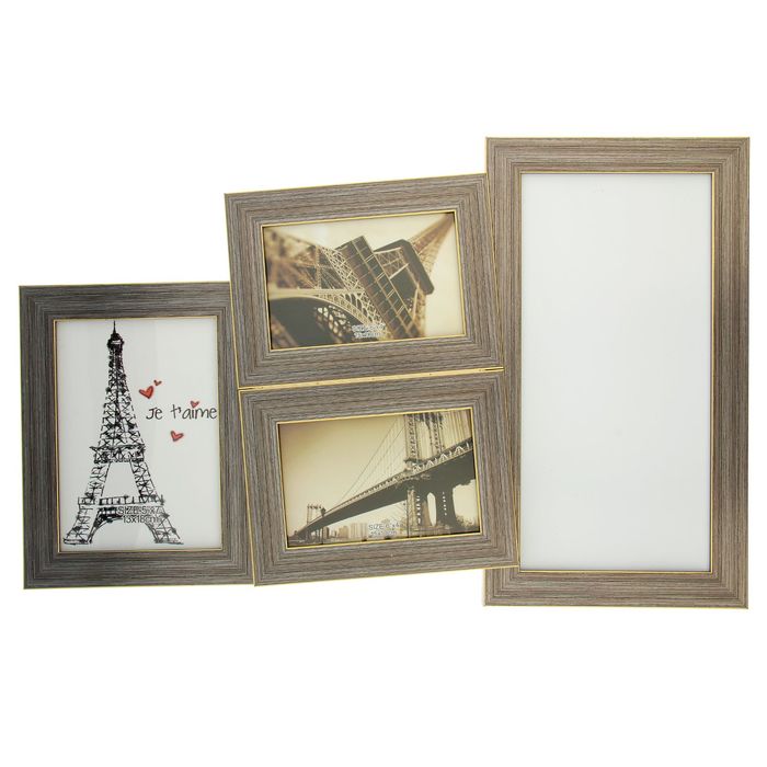 Фоторамка пластик на 3 фото 10х15 см с доской для рисования маркером 52,5х34 см