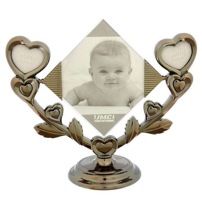 Фоторамка на 3 фото 5х4 см, 12,5х12,5 см "Сердечки" 25х26,5х11,5 см