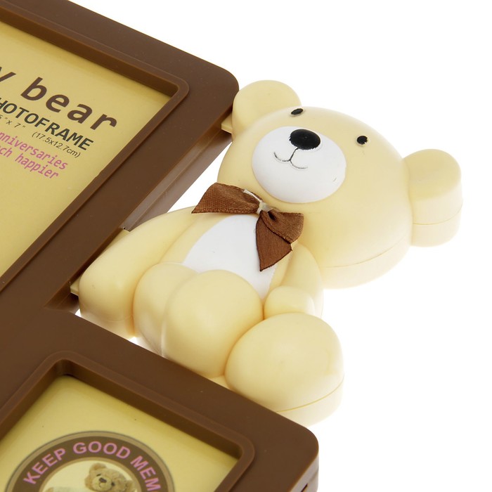 Фоторамка пластик на 2 фото 7х8 см, 13х18см "Мишка" МИКС 24х20 см