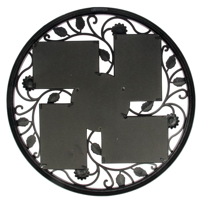 Фоторамка пластик на 5 фото 10х15 см, 12,5х12,5 см "Дивный сад" круглая черная 48х48 см