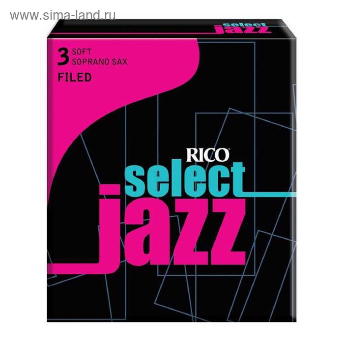 цена Трости для саксофона сопрано Rico RSF10SSX3S Select Jazz, обработан. низ среза, размер 3 Soft, 10шт