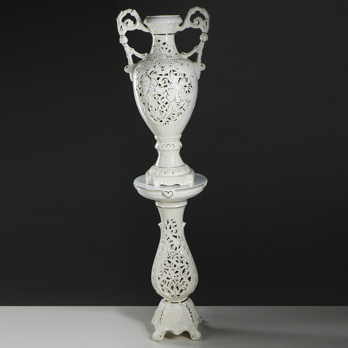 Ваза "Флорена" на колонне белая, резка