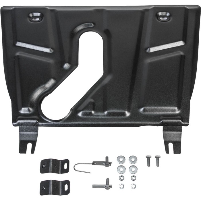 Защита картера и КПП АвтоБРОНЯ для Toyota Rav4 (V - 2.0; 2.4) 2006-2010 / (V - 2.4 / АКПП) 2010-2013 / (V - 2.5 / АКПП) 2013-н.в., с вырезом под глушитель, крепеж в комплекте, сталь, 2 мм, 111.09506.1