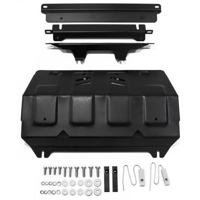 Защита радиатора АвтоБРОНЯ для Mitsubishi Pajero Sport (V - 3.0; 2.4d) 2016-н.в., крепеж в комплекте, сталь, 2 мм, 111.04046.1