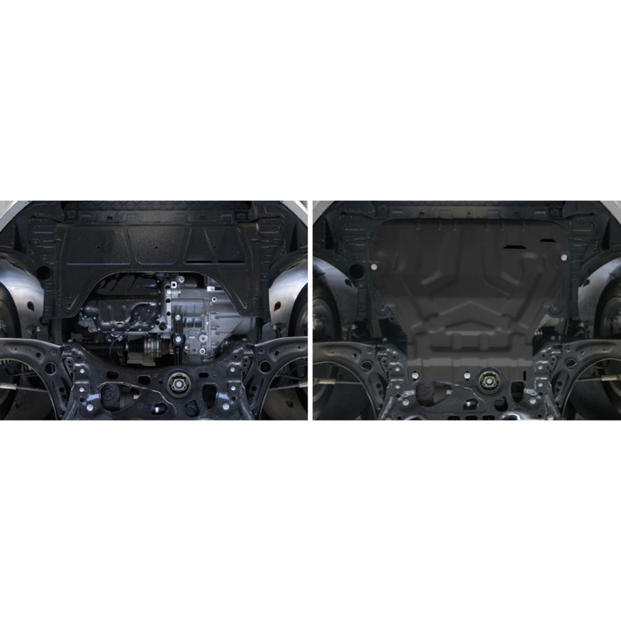 Защита картера и КПП АвтоБРОНЯ для Skoda Octavia (V - 1.4; 1.8; 1.6 / кроме Webasto) 2013-2017 / (V - 1.4; 1.8; 1.6 / МКПП) 2017-н.в., крепеж в комплекте, сталь, 2 мм, 111.05111.1