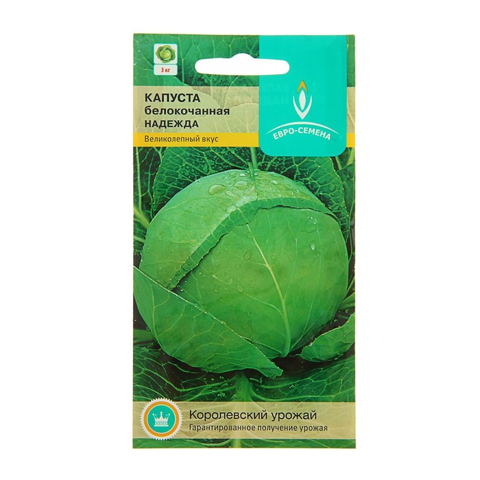 Семена Капуста "Надежда", белокочанная, среднеспелая, 0,5 г