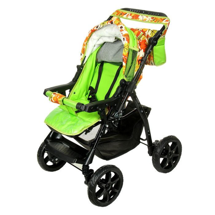 Коляска-трансформер «Гном», пластиковые колёса, оттенки зелёного, рисунок МИКС