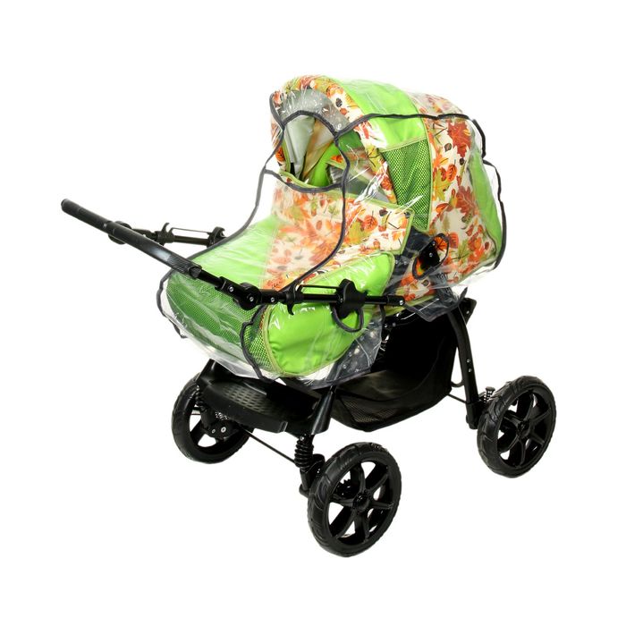 Коляска-трансформер «Гном», пластиковые колёса, оттенки зелёного, рисунок МИКС