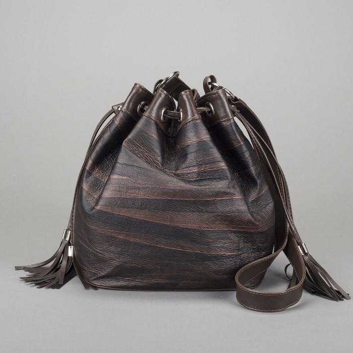 Сумка женская на шнурке, 1 отдел, наружный карман, цвет коричневый