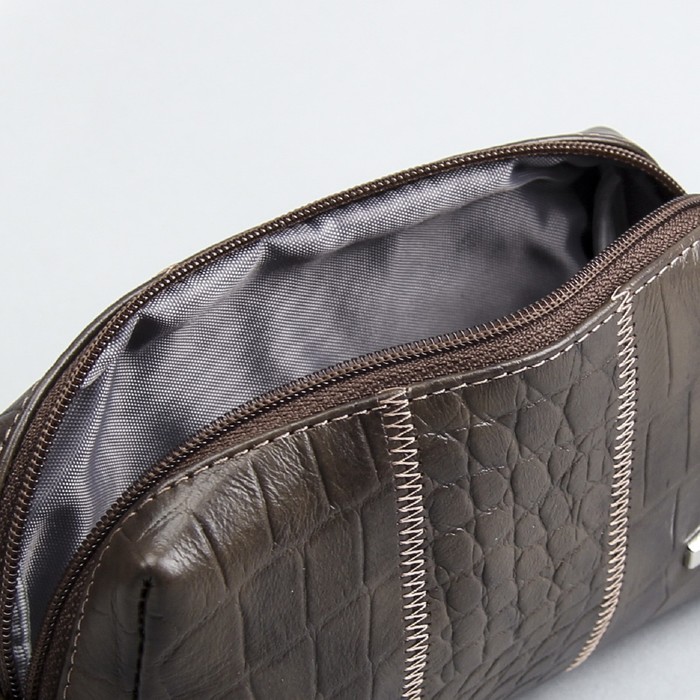 Косметичка дорожная на молнии, 1 отдел, цвет коричневый