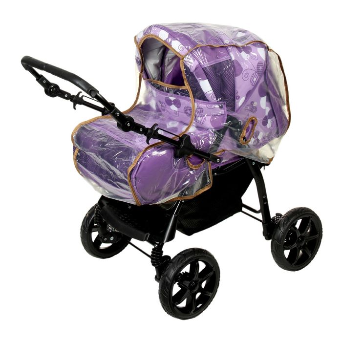 Коляска-трансформер «Гном», пластиковые колёса, оттенки фиолетового, рисунок МИКС