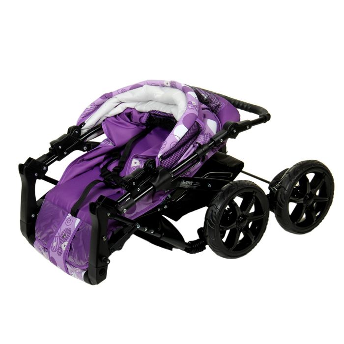 Коляска-трансформер «Гном», пластиковые колёса, оттенки фиолетового, рисунок МИКС