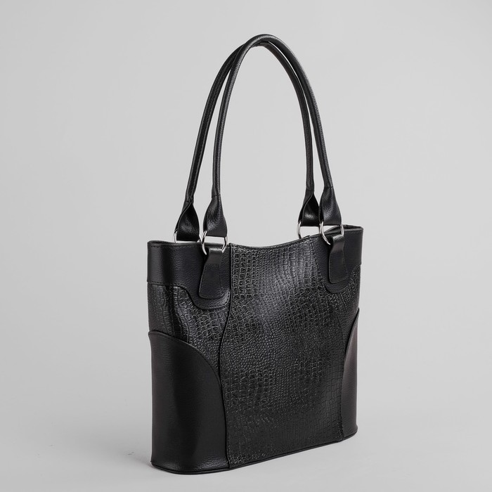 Сумка женская на молнии, 1 отдел, наружный карман, цвет чёрный