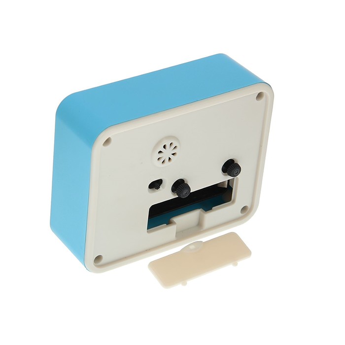 Будильник прямоуг. подсветка справа, бел циферблат микс 8*10,5см