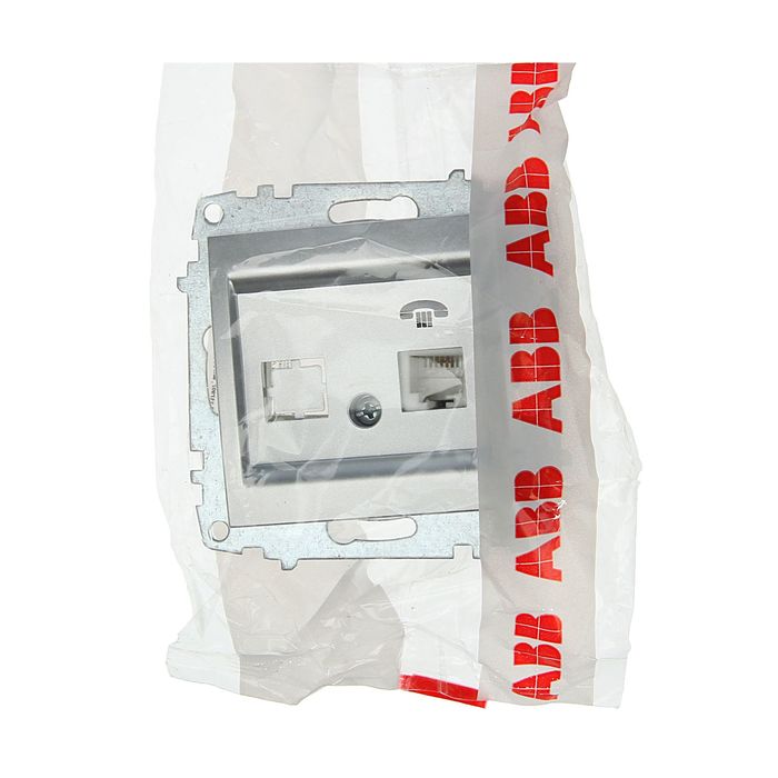 Розетка ABB Cosmo, TF (RJ 11 + гнездо), алюминий, 619-011000-221