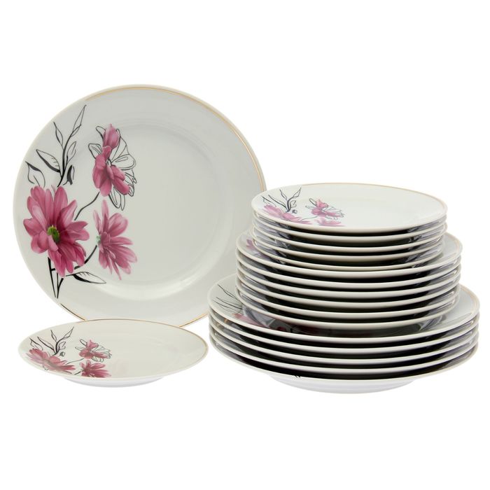 Набор тарелок "Королевский георгин", 18 предметов