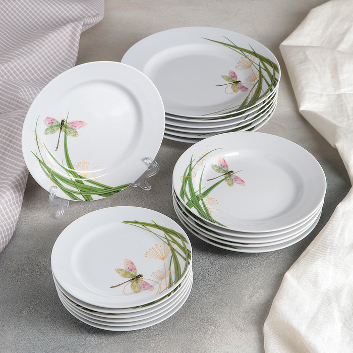 Набор тарелок "Стрекоза", 18 предметов