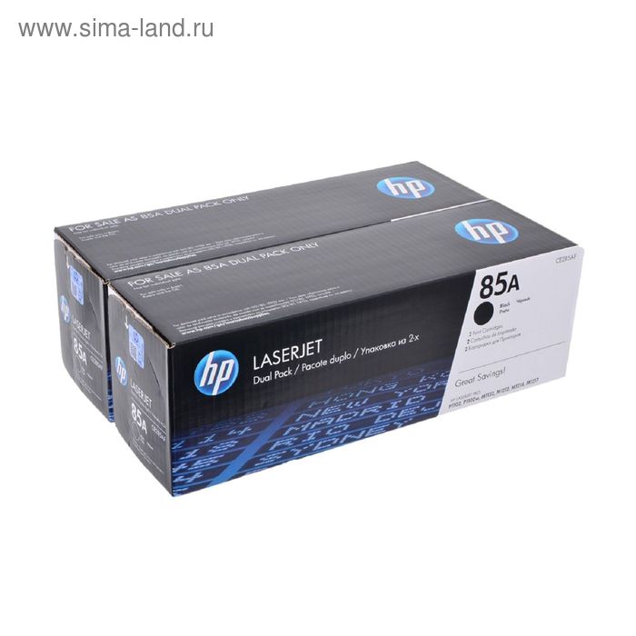 

Тонер Картридж HP 85A CE285AF черный x2уп. для HP LJ P1102/P1102w (3200стр.)