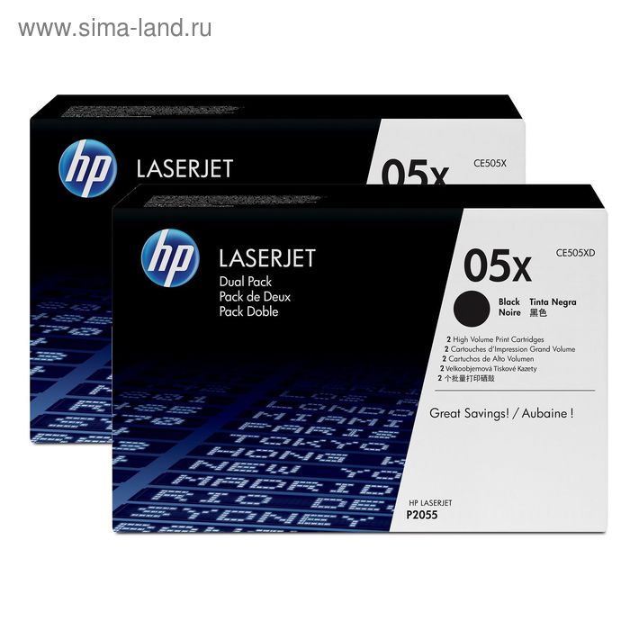 

Тонер Картридж HP CE505XD черный x2уп. для HP LJ P2055 (6500стр.)